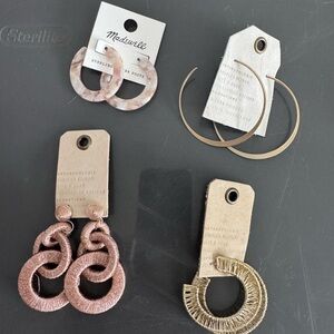 Anthropologie and Madewell Earrings, 4 pairs, NWT!
